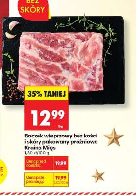 Boczek wieprzowy bez kości i skóry pakowany próżniowo Kraina Mięs