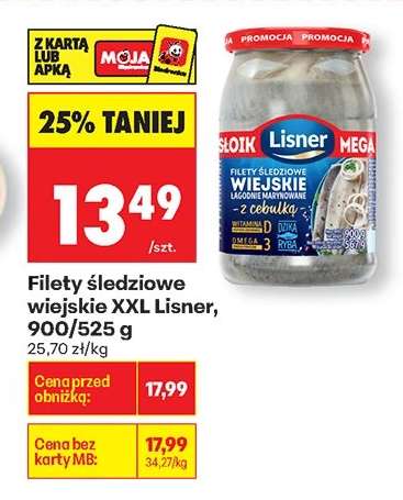 Filety śledziowe wiejskie XXL Lisner, 900/525 g