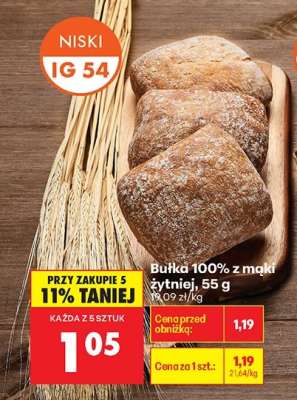 Bułka 100 % z mąki żytniej 55 g