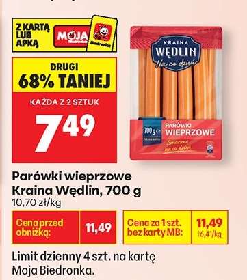 Parówki wieprzowe Kraina Wędlin 700 g