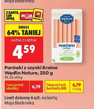 Parówki z szynki Kraina Wedlin Nature 250 g