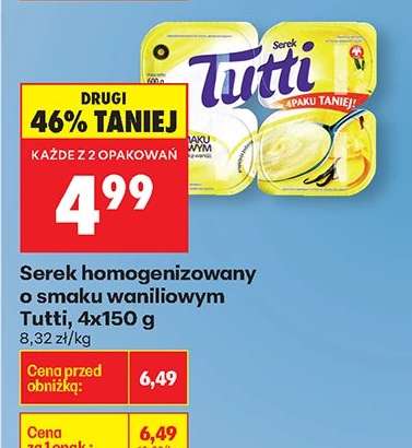 Serek homogenizowany o smaku waniliowym Tutti 4x150 g