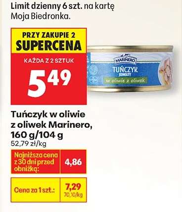 Tuńczyk w oliwie z oliwek Marinero, 160 g/104 g