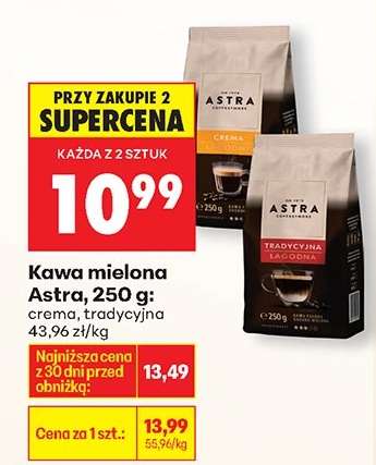 Kawa mielona Astra, 250 g: crema, tradycyjna