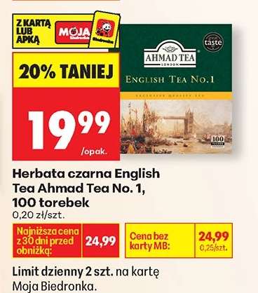 Herbata czarna English Tea Ahmad Tea No. 1, 100 torebek