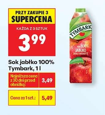 Sok jabłko 100% Tymbark 1l