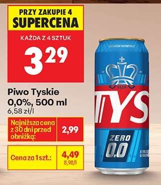 Piwo Tyskie 0,0%, 500 ml
