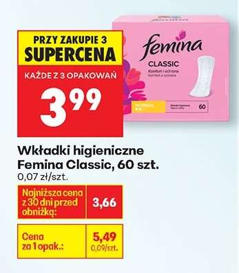 Wkładki higieniczne Femina Classic , 60 szt