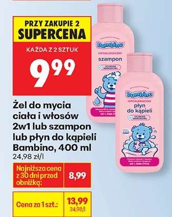Žel do mycia ciała i włosów 2w1 lub szampon lub płyn do kąpieli Bambino 400 ml