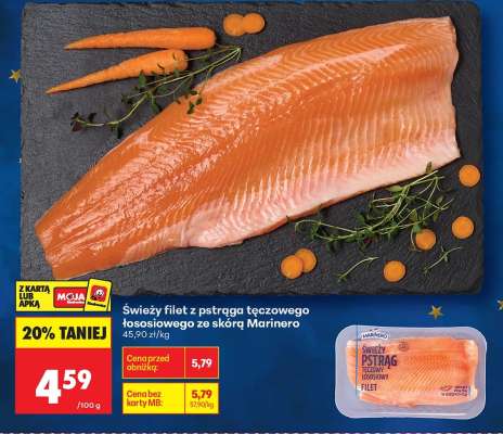 Świeży filet z pstrąga tęczowego łososiowego ze skórą Marinero