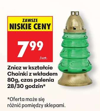 Znicz w kształcie Choinki z wkładem 80g, czas palenia 28/30 godzin