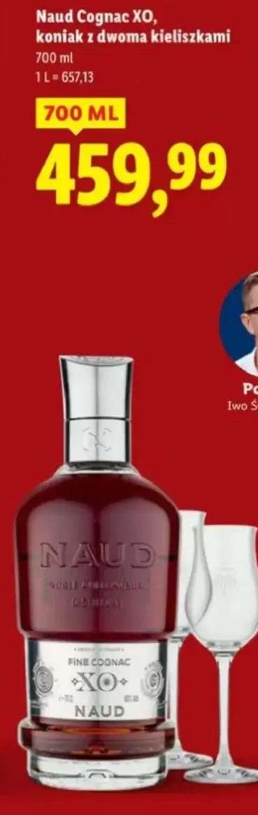 Naud Cognac XO, koniak z dwoma kieliszkami
