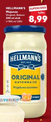 HELLMANN'S Majonez Original, Babuni 500 ml słoik
