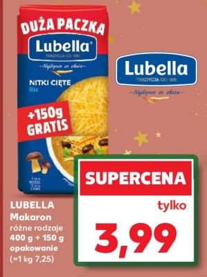 LUBELLA Makaron różne rodzaje 400 g + 150 g opakowanie (=1 kg 7,25)