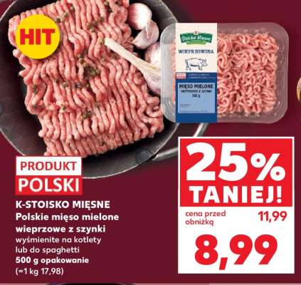 K-STOISKO MIĘSNE Polskie mięso mielone wieprzowe z szynki