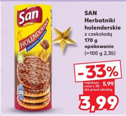SAN Herbatniki holenderskie z czekoladą 170 g opakowanie