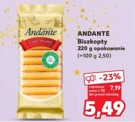 ANDANTE Biszkopty 220 g opakowanie