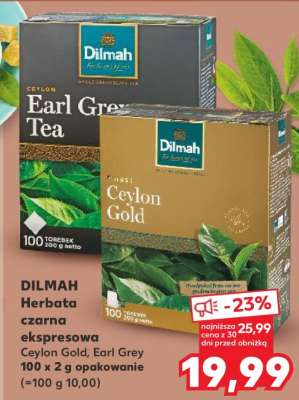 DILMAH Herbata czarna ekspresowa Ceylon Gold, Earl Grey 100 x 2 g opakowanie (=100 g 10,00)