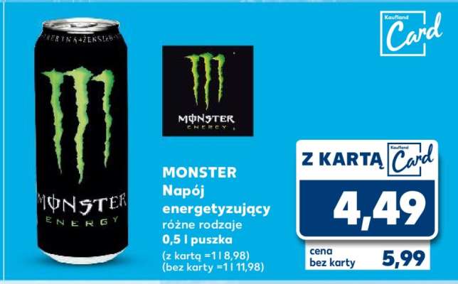 MONSTER Napój energetyzujący różne rodzaje 0,5 l puszka