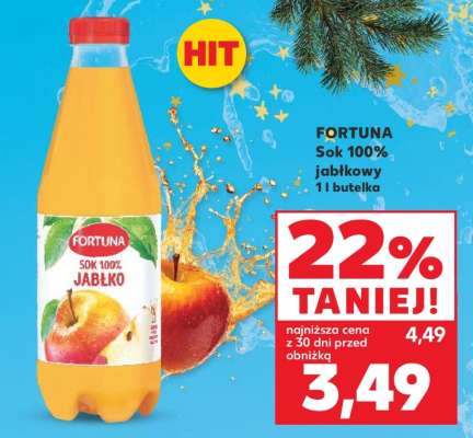 FORTUNA Sok 100% jabłkowy 1 l butelka
