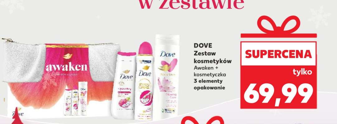 DOVE Zestaw kosmetyków Awaken + kosmetyczka 3 elementy opakowanie