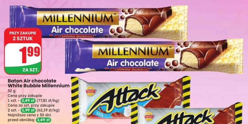 Baton Air chocolate White Bubble Millennium