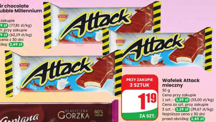 Wafelek Attack mleczny