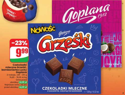 Czekoladki mleczne Grześki, bombonierka Lucky Goplana