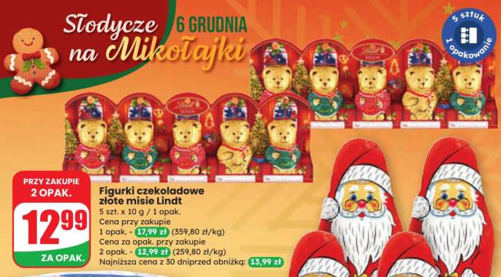 Figurki czekoladowe złote misie Lindt