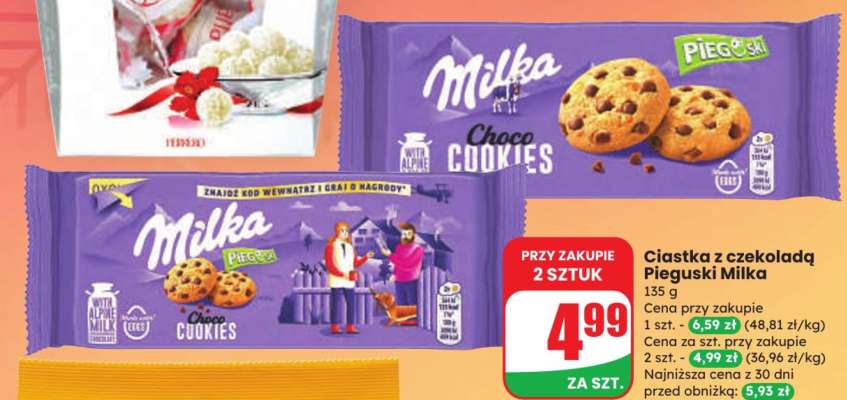 Ciastka z czekoladą Pieguski Milka