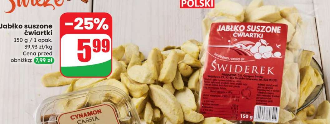 Jabłko suszone ćwiartki