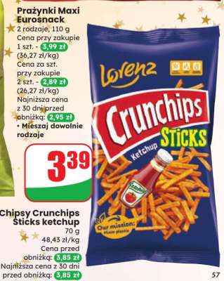 Chipsy Crunchips Sticks ketchup