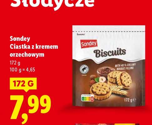 SONDEY Ciastka z kremem orzechowym