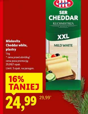 Mlekovita Cheddar white, plastry