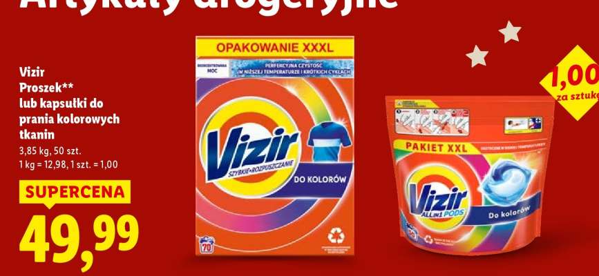 Vizir Proszek lub kapsułki do prania kolorowych tkanin