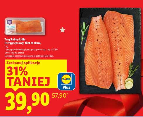 PSTRĄG TĘCZOWY FILET ZE SKÓRĄ