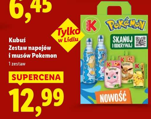 Kubuś Zestaw napojów i musów Pokemon