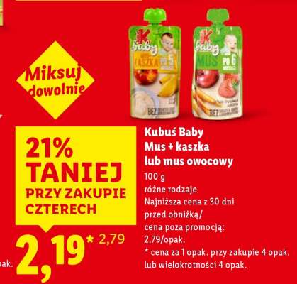 KUBUŚ BABY Mus + kaszka lub mus owocowy