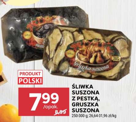 Śliwka suszona z pestką, gruszka suszona