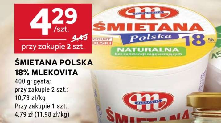 ŚMIETANA POLSKA 18% MLEKOVITA