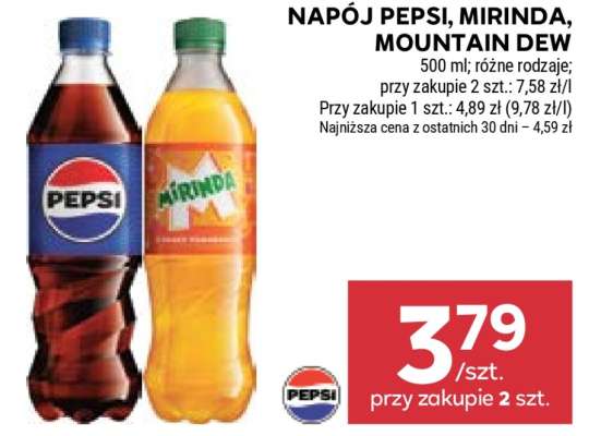 NAPÓJ PEPSI, MIRINDA, MOUNTAIN DEW