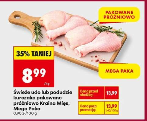 Świeże udo lub podudzie kurczaka pakowane próżniowo Kraina Mięs Mega Paka
