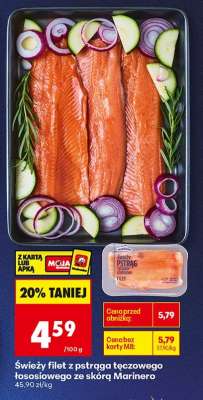 Świeży filet z pstrąga tęczowego łososiowego ze skórą Marinero