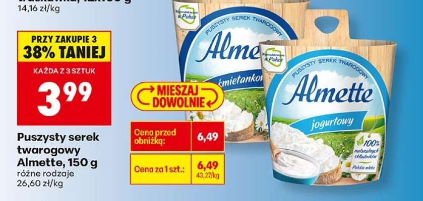 Puszysty serek twarogowy Almette, 150 g