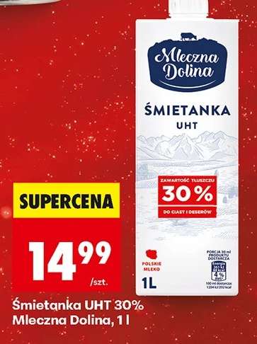 Śmietanka UHT 30% Mleczna Dolina, 1l