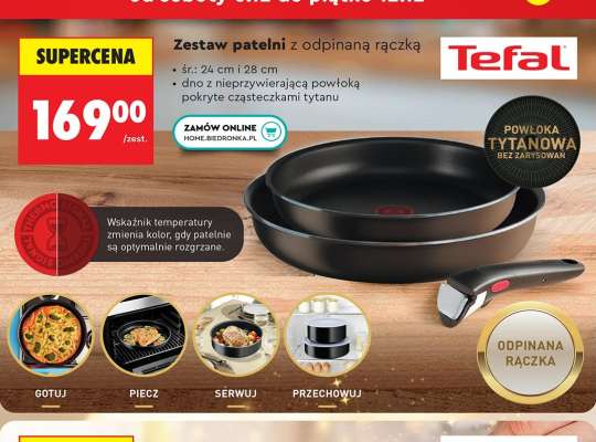 Zestaw patelni z odpinaną rączką