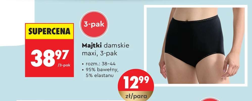 Majtki damskie maxi, 3-pak