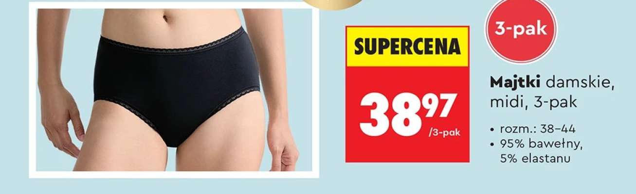 Majtki damskie, midi, 3-pak