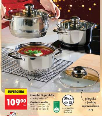 Komplet 3 garnków z pokrywkami