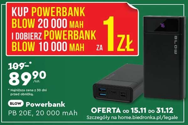 Powerbank BLOW PB 20E, 20 000 mAh